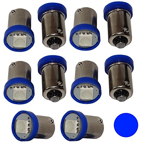 AERZETIX: 10 x Bombillas T4W T5W BA9s 12V 1LED SMD azul para iluminacion interior, luz del techo, luces umbrales de puertas, del compartimiento del motor y del maletero, luz de matricula