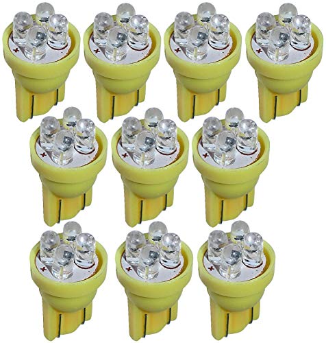 AERZETIX: 10x Bombillas amarillo T10 W5W 12V 4LED para iluminacion de techo luces umbrales de las puertas interior del compartimiento del motor y del tronco C10234