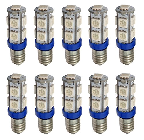 AERZETIX: 10x Bombillas E10 9LED SMD 12V luz azul C17493