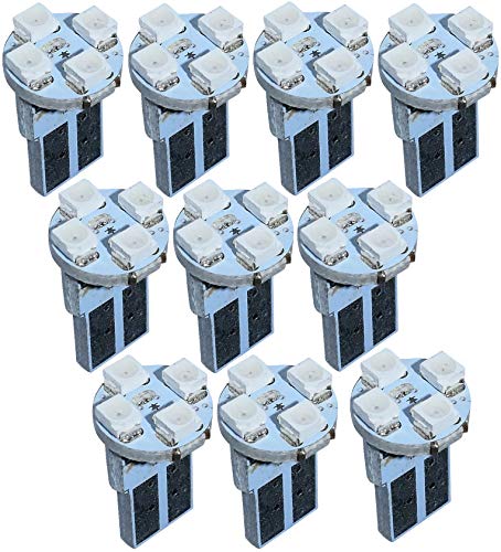 AERZETIX: 10x Bombillas rojo T10 W5W 12V 4LED SMD para iluminacion de techo luces umbrales de las puertas interior del compartimiento del motor y del tronco C10264