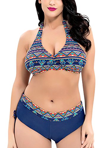 Aivtalk Traje de Baño de 2 Piezas Bañador (Top + Calzones) Bikini sin Aros Sexy Tamaño Grande para Mujeres Verano Playa Natación Viaje Talla Grande