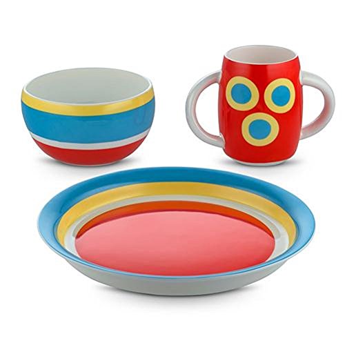 Alessi Alessini-con-centrici Set De Vajilla Para Niños, Bone China, Multicolor