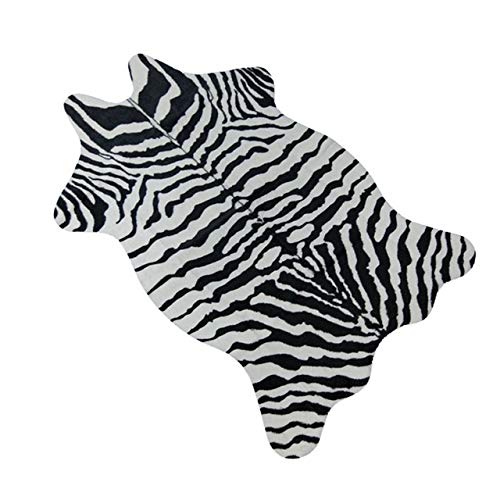 Alfombra Cebra/la Vaca Cabra Impreso Alfombra de Terciopelo de Cuero de imitación Forma alfombras de Cuero Pieles de Animales Natural Alfombras Decoración Mats (Color : Zebra)