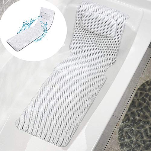 Alfombra de bañera antideslizante, Alfombra de baño y ducha de masaje PVC Antibacterial de cuerpo completo Bañera de baño Colchoneta de colchón Almohadilla de bañera acolchada suave con transpirable