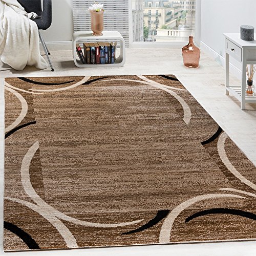 Alfombra De Diseño para Sala De Estar con Cenefa Beige Negro Crema Moteado, tamaño:80x150 cm