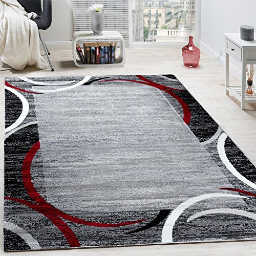 Alfombra De Diseño para Sala De Estar con Cenefa Gris Negro Crema Moteado, tamaño:120x170 cm