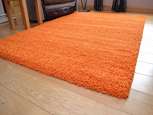 Alfombra suave al tacto, color naranja grueso, suave, de 5 cm, disponible en 7 tamaños (160 cm x 220 cm)