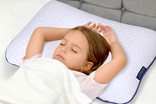 Alkamto Almohada para niños – Almohada ortopédica para el cuello de viscoelástica con funda de algodón adicional para niños y niños pequeños – Almohada viscoelástica – Bolsillo fácil de llevar