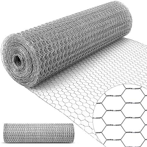 Amagabeli 100cmx25m Mallas de Alambre Hexagonal Valla Metalica Galvanizada Tamaño de malla 25mm proteger árboles y plantas construcción de jaulas de aves y gallinas Grosor del alambre 0,8 mm HC06