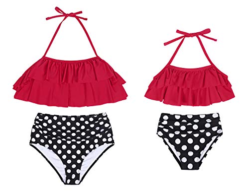 AmzBarley Traje de Baño Niña Dos Piezas Conjunto,Bañador Niña Braguita Bragas Alta y Cuello Colgante Top Set Verano Playa Piscina Nadar Natación Ropa Girls Swimwear Swimming Costume,340C/11-12 Años