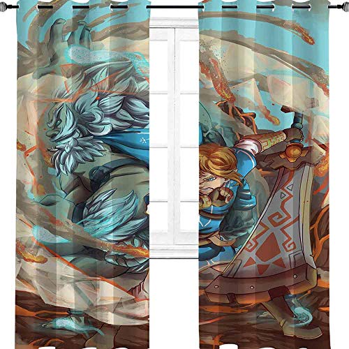 aotuma Legends of Zelda Breath of the Wild Daruk Game Cortinas opacas para dormitorio o sala de estar, cortinas térmicas aisladas para dormitorio de niños, 137 cm de ancho x 213 cm de largo