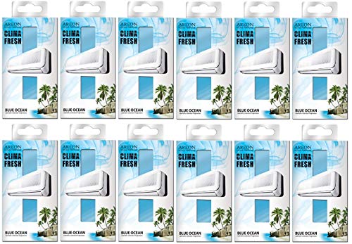 Areon Clima Fresh Ambientador Océano Azul Casa Aire Acondicionado Original Perfume Hogar Salón Habitación Oficina Tienda Duradero Moderno Olor ( Blue Ocean Pack de 12 )