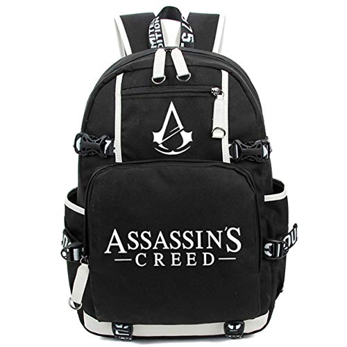 AUGYUESS - Mochila de escuela luminosa para ordenador portátil, mochila para Assassin's Creed Cosplay (2)