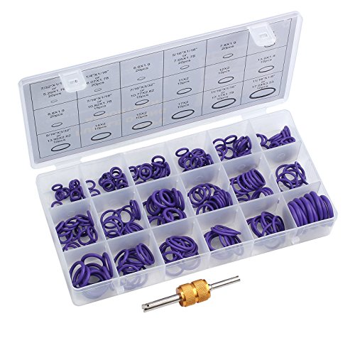 AUTOUTLET 270 piezas O anillos Kit 18 tamaños coche aire acondicionado junta tórica surtido con núcleo de válvula herramienta de extracción para puerta, ventana, electrodomésticos - morado