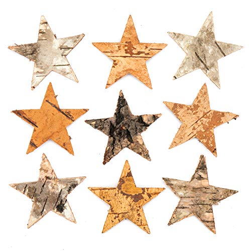 Baker Ross Estrellas de corteza de árbol para decoraciones y manualidades infantiles navideñas (pack de 30).