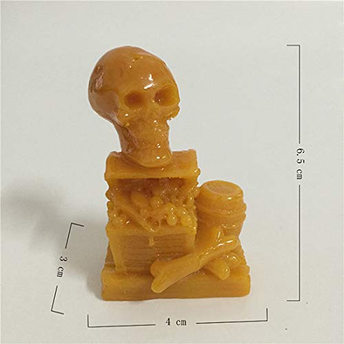 BENGKUI Escultura,Estatuas De Calavera Escultura De Piedra De Jade Artificial Esqueleto Cabeza De Calavera Figuras Adornos De Halloween Accesorios De Decoración del Hogar, Naranja