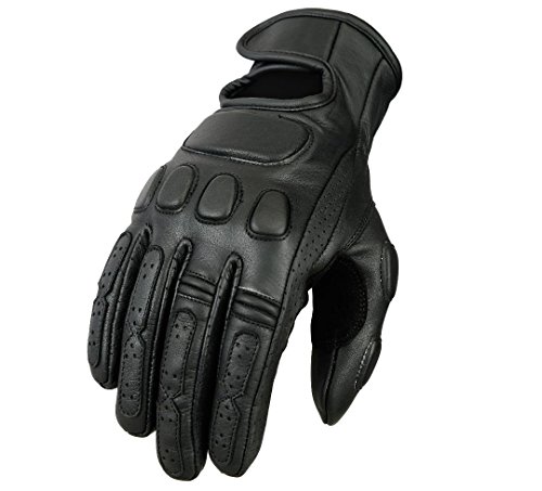 Bikers Gear Australia Guantes de Motocicleta de Piel de Ajuste Suave, Color Negro, Talla L