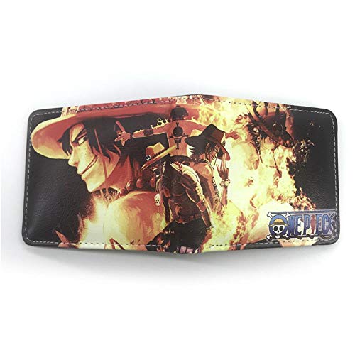 Billetera Wallet Purse Anime One Piece Sombrero de Paja Luffy Billetera Puño de Fuego Ace Bolsa de Bolsillo con Cambio Corto Estudiante 23X11cm As A