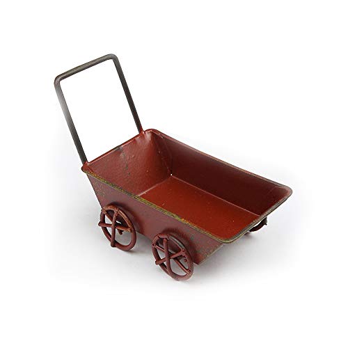 bomiao Retro Modelo de Carro de Jardín, Planta Creativa Maceta Decoración del Hogar Accesorios de Metal Forjado Adornos de Hierro Forjado Carro (Red)