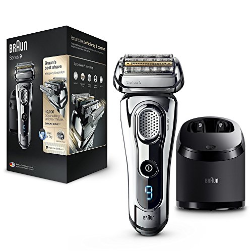 Braun Series 9 9296cc Wet&Dry - Afeitadora Eléctrica para hombre para Barba, Recortadora de Precisión Extraíble, Recargable Inalámbrica, Clean&Charge, Cromo