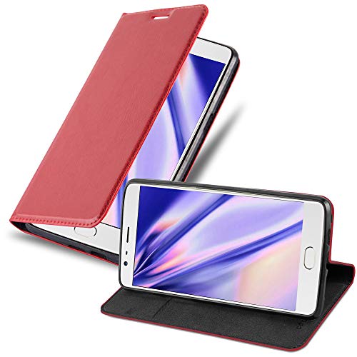 Cadorabo Funda Libro para OnePlus 3 / 3T en Rojo Manzana - Cubierta Proteccíon con Cierre Magnético, Tarjetero y Función de Suporte - Etui Case Cover Carcasa