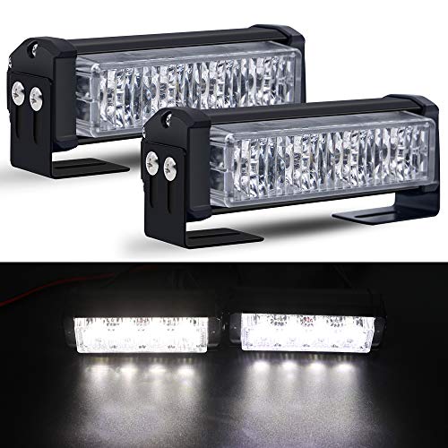 Calevin LED Luces estroboscópicas 12V Tráfico Baliza de emergencia Advertencia Luz estroboscópica Luz intermitente Barra Recuperación Construcción Impermeable Parrilla Cola Luz de trabajo, Blanco