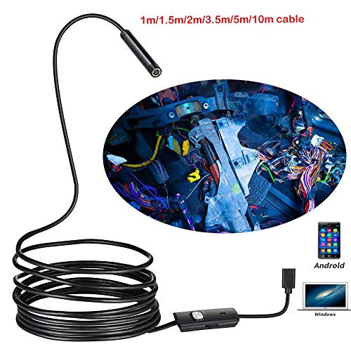 Cámara de inspección de boroscopio 8 mm de la lente de la cámara del endoscopio Android 5M semi rígido duro cable de LED de luz Boroscopio Inspeccionar la cámara for PC androide de teléfono del endosc