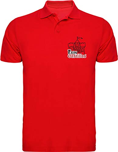 Camisetas EGB Polo Exín Castillos ochenteras 80´s Retro (L, Rojo)