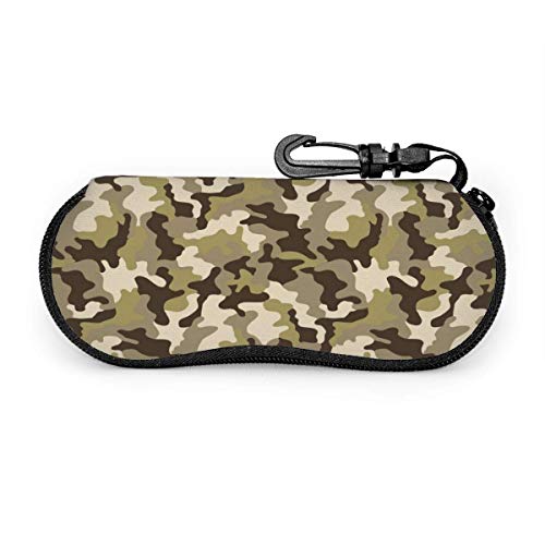 Carneg Gafas de sol de camuflaje amarillas portátiles con hebilla de bloqueo Bolso suave Funda de gafas con cremallera de tela de buceo ultraligera