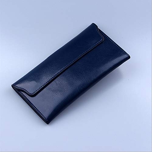 Cartera de Cuero de Moda para Mujer, Tarjetero Largo para múltiples Tarjetas, Bolso de Mano para Mujer, Carteras estándar -Blue