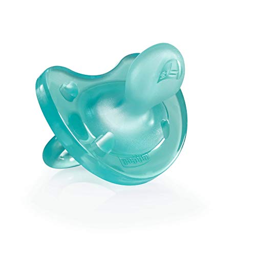 Chicco Physio Soft Chupetes para Bebés de 0 a 6 Meses, 100% Silicona Suave y Delicada que Imita el Pecho Materno, con Orificios de Ventilación y Tetina Physioforma - Azul