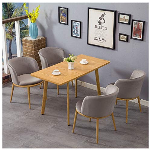 Cjiaxin Mesa Comedor SillaCombinación Simple Recepción Mesa Ocio Sala Estar Cocina Restaurante Diseño Moderno 1mesa 4sillas El 120cmMadera Maciza Mesa Rectangular Patas Metal Madera 4 Sillas Franela