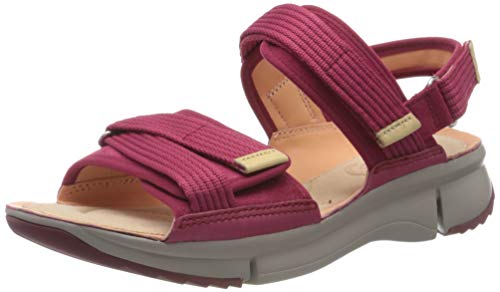 Clarks Tri Walk, Sandalias Mujer, Rojo (Berry Combi Berry Combi), 42 EU