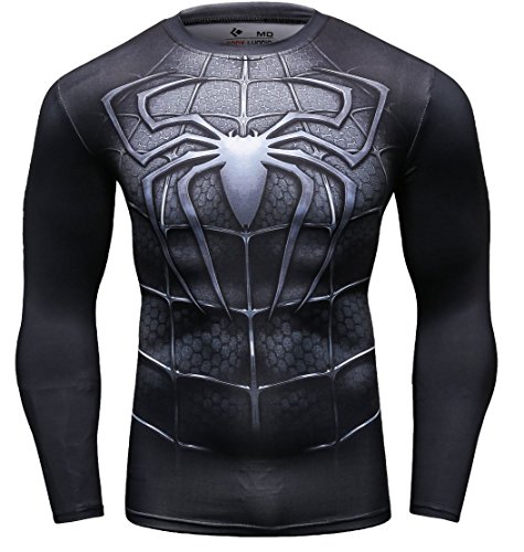 Cody Lundin Hombre de Aptitud de Apretado Culturismo Hombres Manga Larga Camiseta Slim Deporte al Aire Libre t-Shirt (XXL, Spider-d)