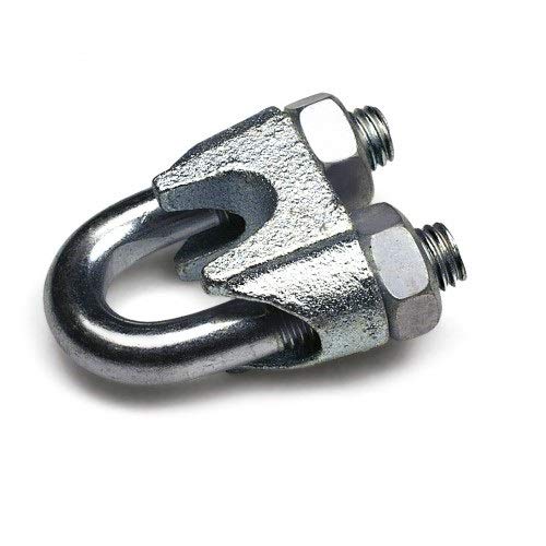 Constrabo® | 10x Abrazaderas de cable de acero DIN741| Tamaño 6,5mm | Clips de alambre de acero galvanizado | Cable cuerda clip, abrazaderas de cuerda de alambre, sujetacables de acero,wire rope clips