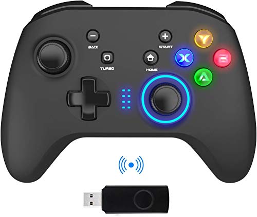 Controlador Inalámbrico para Juegos, Joystick con Doble Vibración Gamepad Control de Juegos de Computadora para PC con Windows 7/8/10, PS3,/Switch/TV Box/Laptop/Celulares Android - Negro