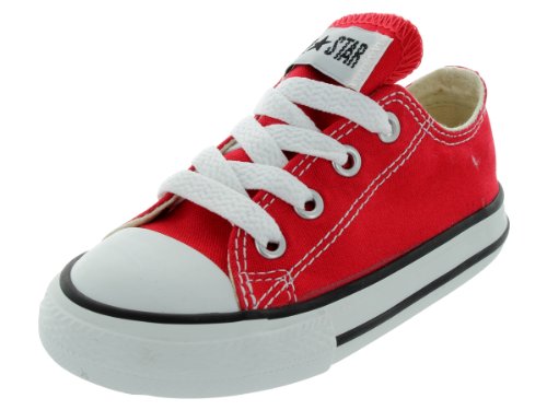 Converse - Zapatillas de tela para niños, Blanco-Rojo, 3