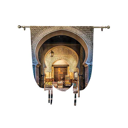 Cortinas marroquíes con amarre para puerta, típicas marroquíes a la antigua Medina Mediterránea histórica, con aislamiento térmico, 61 x 117 cm, para dormitorio de niños, cortinas opacas azules