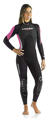 Cressi Morea Lady Monopiece Wetsuit 3mm Traje de Buceo Neopreno, Mujer, Negro/Rosa/Plata, S/2