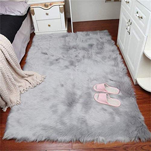 DAOXU Piel de Imitación,Cozy sensación como Real, Alfombra de Piel sintética Lavable para sofá o Dormitori (75 x 120cm, Gris)