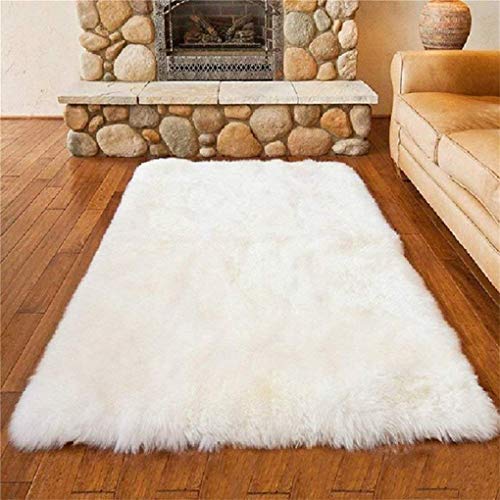 DAOXU Piel de Imitación,Cozy sensación como Real, Alfombra de Piel sintética Lavable para sofá o Dormitori (Blanco, 80x180cm)