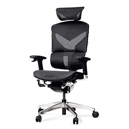 Diablo V-Dynamic Silla de Escritorio ergonómica Silla de Oficina apoyabrazos Ajustables Malla Cuero sintético Mecanismo de inclinación selección de Color (Antracita)