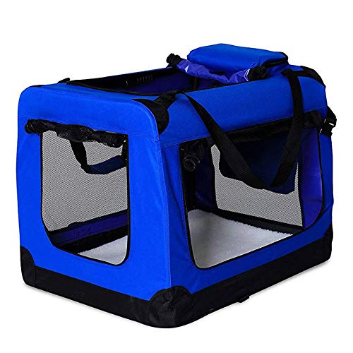 dibea Bolsa de Transporte para perros gatos box caja plegable (XXL) 90x61x65 cm Azul