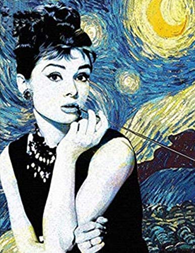 Diy 5D Kits de Pintura de Diamantes Taladro Audrey Hepburn Cristal Rhinestone Imagen Artesanía para El Hogar decoración de Pared Regalo 24x36inch(60x90cm)