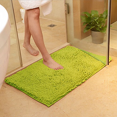 DOTBUY Alfombras de Baño, Chenille Antideslizante Súper Absorbente Suave Cómodo Alfombra de Ducha Alfombra de Baño Alfombra de Baño (60 * 90cm, Pasto Verde)