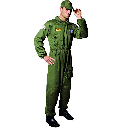 Dress Up America Disfraz de Piloto de la Fuerza Aérea Adultos Enterizo, Green, (Waist: 91-99, Height: 160-165, Inseam: 69-74 cm) para Hombre