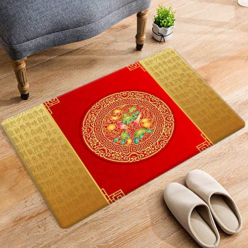 DRTWE Alfombra de terciopelo suave con letras chinas antiguas impresas para sala de estar, dormitorio, antideslizante, cálida, para yoga, meditación, para niños, 200 x 300 cm