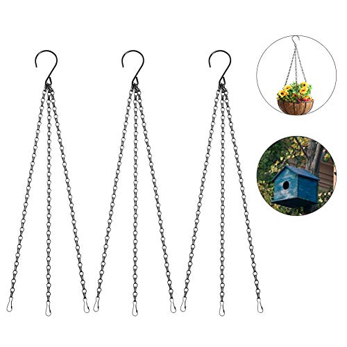 Dsaren 3 Set Colgador Plantas Metal Cadena Colgante Macetas con Ganchos y Clips para Comederos Pájaros, Maceta, Linternas, Campanas de Viento y Adornos