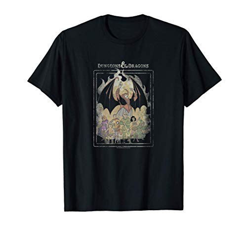 Dungeons & Dragons Group Shot Retro Flames Camiseta