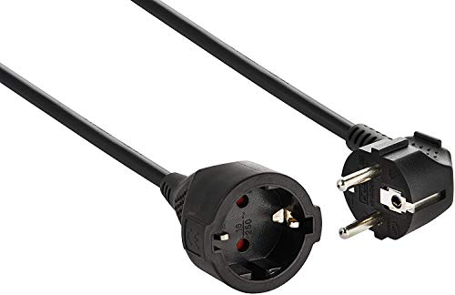 Electraline 01692 Prolongador de 3 m con Toma Schuko, Cable 3G1,5 mm², Color Negro